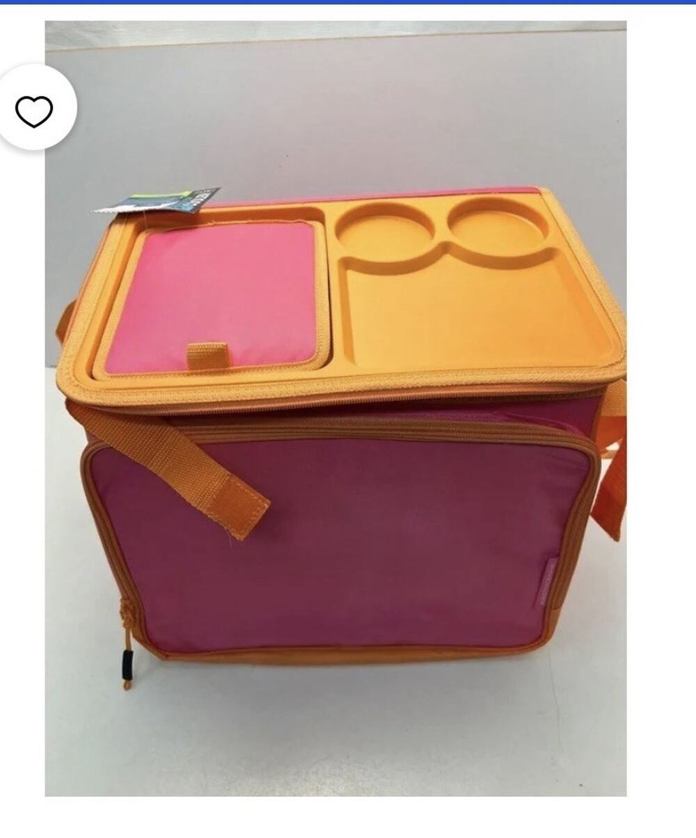 Arctic Zone Tabletop Cooler - 40 Cans Capacity And Collapsible Pink & Orange